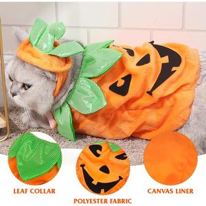 Halloween <b>Cat</b> Pumpkin Costume Orange Fleece Adjustable Pet Outfit With <b>Hat</b> Cute Dress For <b>Cats</b> - Product Image 2