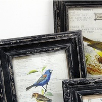 Venta al por mayor, Shabby Chic, juegos de cuadros de pared rústicos personalizados baratos, Mini marco de fotos de madera Funia negro hecho a mano antiguo