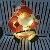Lampe suspendue rustique LED Père Noël à piles, style vintage, pour décoration de fenêtre de Noël