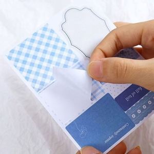 Soft Wind Sleep Ancient Simple Grid Self-Adhesive <b>Memo</b> <b>Pad</b> Paper Material 9x11.5cm with Customized for Messaging - Product Image 3