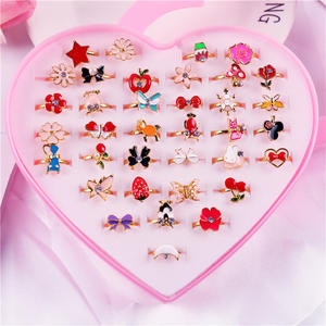 Dessin animé pour enfants Baby Princess anneaux en plastique coffret cadeau réglable pour enfants filles - Product Image 3