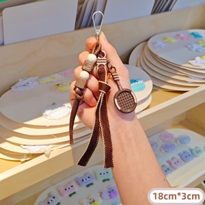 Gantungan Kunci Raket Tenis Anyaman Tali Lilin, Hiasan Gantung Tas Mobil & Koper Buatan Tangan - Product Image 5