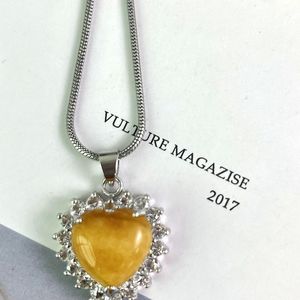 Collana di gioielli portafortuna con diamanti con taglio a forma di <span class=keywords><strong>cuore</strong></span> giallo in giada, dalla fabbrica cinese - Product Image 2