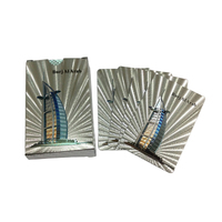 Dubai Burj Al Arab Cartes à jouer en plastique avec impression personnalisée Feuille d'or 24K et jeu de poker premium avec feuille d'argent