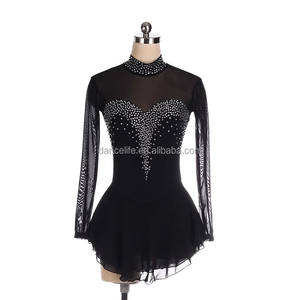 Costumes de patinage <span class=keywords><strong>artistique</strong></span> pour adultes personnalisés costumes de performance en spandex pour compétitions entraînement jupe marine pour femme - Product Image 3