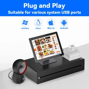 JR T55 Vente directe d'usine Meilleur prix Scanner QR Scanner de codes-barres de bureau 2D Lecteur de codes-barres omnidirectionnel CMOS