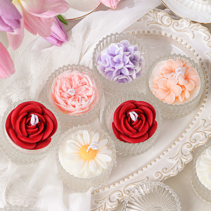 Décoration d'intérieur, parfum, cadeau pour la Saint-Valentin, <span class=keywords><strong>bougie</strong></span> parfumée à la cire de soja en forme de rose avec gobelet pour les mariages et les fêtes - Product Image 2