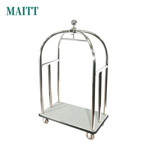 Carrito de equipaje de vestíbulo de hotel personalizado al por mayor, carro de mano dorado, transporte de equipaje de aeropuerto - Product Image 2