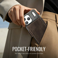 Étui portefeuille en cuir 3-en-1 avec charge sans fil pour iPhone 17 Pro Max, style professionnel magnétique et épuré pour iPhone 17 Pro Max et 18 Pro Max