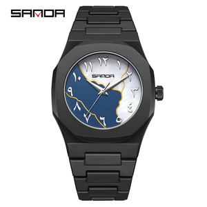 Orologio al quarzo SANDA 9091 alla moda per gli <span class=keywords><strong>uomini</strong></span> 5ATM impermeabile ottagonale semplice quadrante opaco smerigliato con calendario - Product Image 6
