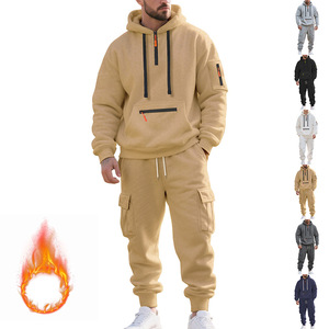 Survêtement Homme 3 Pièces Grande Taille - Veste Zippée + Pantalon Jogging, Décontracté, Automne-hiver