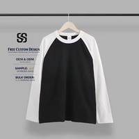 T-shirt à manches longues en coton 100% pour homme SS261383, coupe classique, couleur contrastée, logo personnalisé