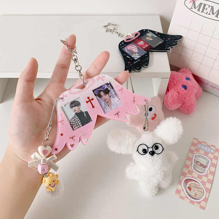 K-Style Angel Wings 1.0inch PVC Photo Frame Pendant Student Double ...