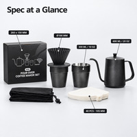 Bouilloire à café portable en céramique pour infusion par le dessus, ensemble de filtres à café pour la maison, la cuisine et le camping