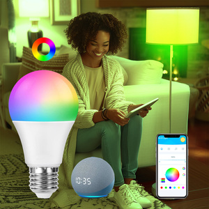 Thông minh A19 LED bóng đèn không dây <span class=keywords><strong>RGB</strong></span> nhiều màu thay đổi độ sáng tương thích Alexa Google nhà AC cung cấp điện E26 ứng dụng điều khiển thông qua <span class=keywords><strong>wifi</strong></span> - Product Image 3