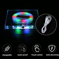 Sous-verre LED rond en plastique rechargeable par USB, écologique, avec interrupteur tactile, pour bar, tapis de boisson, support de verre