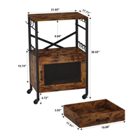 Chariot de bar à 3 niveaux en gros pour la maison, la cuisine, la station café, la table, le buffet, le meuble de rangement, le chariot avec porte en MDF, meuble de chambre à coucher
