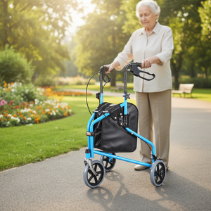 XIN EN TE Elderly Rehabilitation Foldable <strong>Three</strong>-<strong>Wheeled</strong> <strong>Walker</strong> with Disc Brakes 120kg Capacity Portable Design - Product Image 1