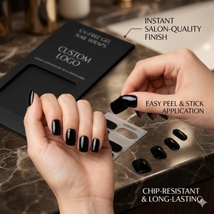 Gel Unghie Senza UV Nero Lucido ad Alta Pigmentazione, Vendita all'Ingrosso, Logo Personalizzato, Senza HEMA, Vegano, Lunga Durata 14 Giorni, Lucentezza Intensa - Product Image 2