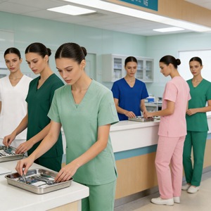 Women's Stretchy Scrub Suit Set Moisture Wicking Split Design Hospital Uniforms - Product Image 2