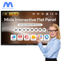 Tableaux blancs interactifs numériques intelligents MIDA 55 65 75 85 86 98 110 pouces, écran plat interactif 4K LCD pour les écoles, l'enseignement et les réunions