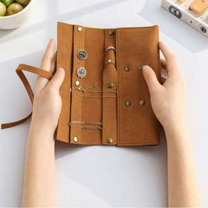 Foldable Embossed Microfiber Jewelry <b>Pouch</b> & Case for <b>Men</b> Women Portable Travel Jewelry Box 1.4mm Thick Material Promotional Use - Product Image 3