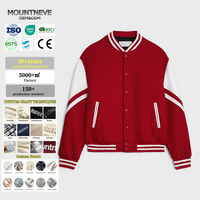 Veste de baseball en laine personnalisée pour homme, style Varsity Letterman, avec boutons-pression, chevron, manches bicolores, col côtelé, OEM MOUNTNEVE