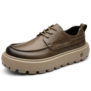 รองเท้าลำลองหนังระบายอากาศสำหรับผู้ชาย Chilowa พื้นยางส้นเตี้ย พื้นรองเท้ากลาง EVA เย็บพู่ห้อย สไตล์เดินเล่นสบายๆ - Product Image 5