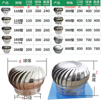 Ventilateur de toit éolien en acier inoxydable, ventilateur d'extraction d'air naturel alimenté par le vent, 300mm 400mm 500mm 600mm 800mm, ventilateur sans alimentation électrique