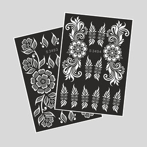 Pochoirs de tatouage peints en gros OEM personnalisés creux temporaires imperméables au henné corps <span class=keywords><strong>main</strong></span> Art henné faux non toxique importé - Product Image 2