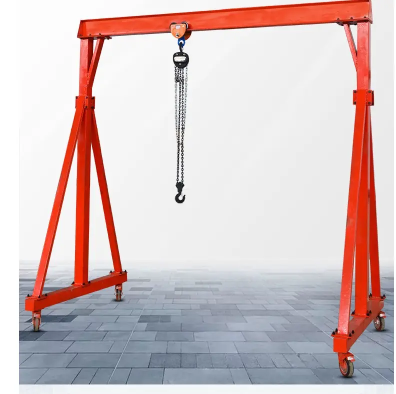 Sederhana Aluminium Mobile Portable Adjustable Gantry Crane dengan Chain Block 3 Ton 5 Ton 10 Ton Kapasitas