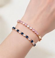 Nouveau bracelet en zircon coloré plaqué or pour femmes, bracelet à boucle pliante en zircon de luxe léger et haut de gamme