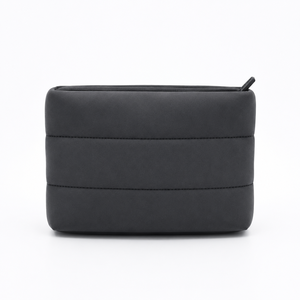 Bolsa de Cosméticos de Neopreno Acolchada Color Crema, para <span class=keywords><strong>Playa</strong></span>, con Logotipo Personalizado, Bolsa de Maquillaje Acolchada, Bolsa de Aseo de Viaje Ecológica Premium - Product Image 5