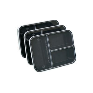 3 Compartment Takeaway Microwavable <b>Container</b> Disposable <b>Plastic</b> Food <b>Container</b> with Lid for Meal Fast Food - Product Image 1
