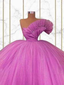 Вечернее платье LY-PD0252: роскошное бальное платье из разноцветного фатина, на одно плечо, с бисером, оборками, сексуальное, яркое, для выпускного вечера, стильный дизайн - Product Image 2