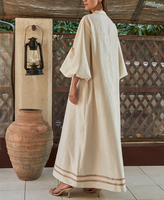 Fabricants de vêtements islamiques personnalisés en gros OEM femmes Robe unie manches bouffantes musulmane Maxi modeste Robe en lin pour dames