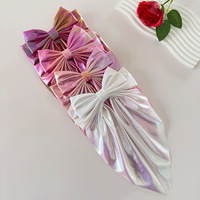 Barrette à cheveux Y2K brillante effet laser irisé avec grand nœud et longue queue, accessoire pour femme, usage quotidien, mariage, fête, cadeau