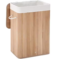 Panier à linge pliable en bambou Panier de rangement pour vêtements Panier de rangement en polyester avec poignée