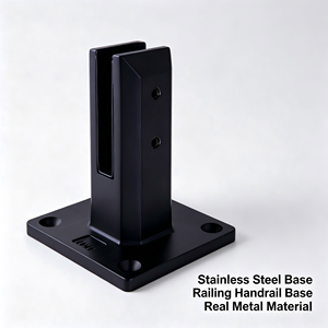 Support de balustrade en acier inoxydable noir, fixation au sol, pour garde-corps d'escalier, terrasse, balcon - Product Image 5