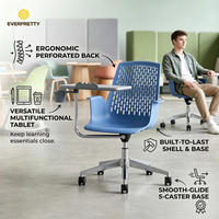 Chaises de formation personnalisées pour salle de classe avec tablette d'écriture et roulettes pivotantes à 360 degrés