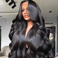 Perruque brésilienne naturelle ondulée en gros, densité 250 %, avec dentelle frontale HD, sans colle, en cheveux humains