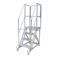 Escalier mobile en aluminium portable pour entrepôt, supermarché, bibliothèque, escalier à 3 marches avec roulettes, fabrication sur mesure