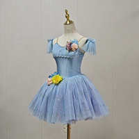 Nouveau tutu de ballet classique professionnel bleu ciel en mélange soie/coton avec jupe pour adultes et enfants