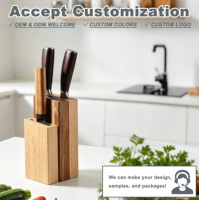 Bloc à couteaux en bois à fente unique, taille personnalisée, multifonctionnel, écologique, durable, style épuré, support à couteaux en stock