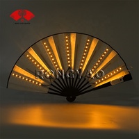 Tendance 2026 Grand éventail à claquer pliant en bambou avec lumières LED clignotantes pour festivals, danse et soirées