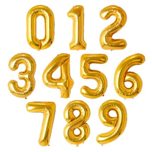 Wedding Birthday Party Photo Shoot Decorations Digital Ballon Globos Gift 40 Inch Golden Sliver Large 0-9 Number Foil Balloons