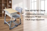Ensemble bureau et chaise réglables multi-tailles pour étudiants, table d'étude moderne pour salles de classe destinée aux établissements d'enseignement (vente en gros)
