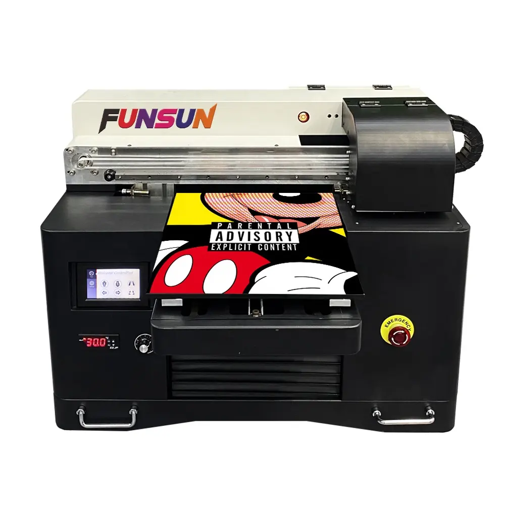 Funsun DX8 الرأس A3 جراب هاتف بنك الطاقة أخف الأشعة فوق البنفسجية طابعة مسطحة مع طابعة بحبر أبيض نظام دورة