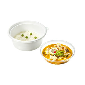 Récipient à emporter pour <span class=keywords><strong>restaurant</strong></span>, boîte jetable pour micro-ondes, bol à soupe de riz en plastique PP rond à 2 couches, plateau intérieur - Product Image 1