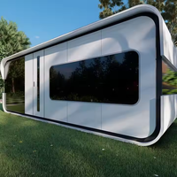 Casa Modular con Estructura de Acero, Techo Plegable, Invernadero con Vidrio Aislante Reforzado, Solárium, Cabaña Tipo Apple